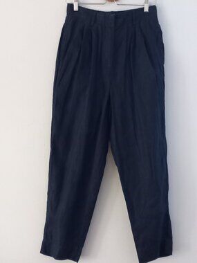 M&S navy blue linen trouser pants size 12